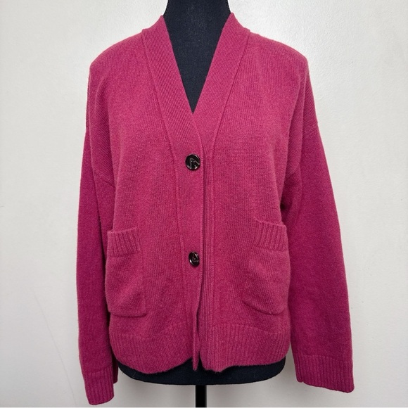 RAILS Womens Smal Cashmere Wool Button Lindi Magenta Cardigan - Picture 2 of 16